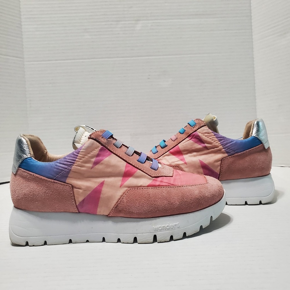 Wonders Odisei: Women's Platform Sneakers Pink Leather Size 36 EU